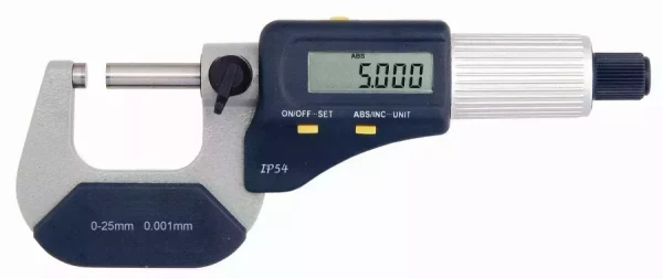 Digital micrometer, with carbide tipped faces, protection IP54