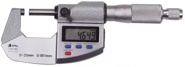 Digital micrometer, with carbide tipped faces, prot. IP65